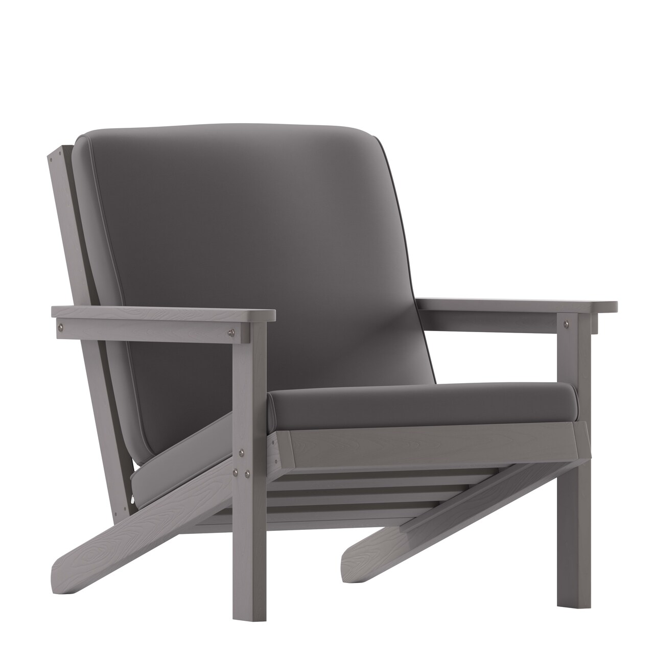 Merrick Lane Riviera All-Weather Poly Resin Wood Adirondack Style Deep Seat Patio Club Chair with Cushions